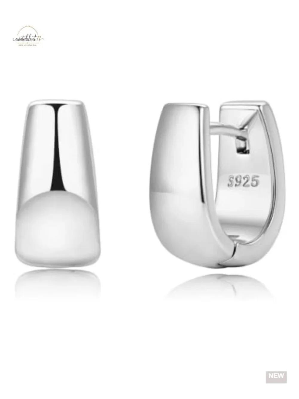 Small Chunky Huggie Hoop Earrings Hypoallergenic 925 Sterling Silver Plated